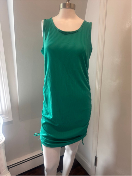 Emme Jordan Dresses & Skirts - Emme Jordan Ribbed Green Bodycon Dress Ruched Side Sleeveless Size Large